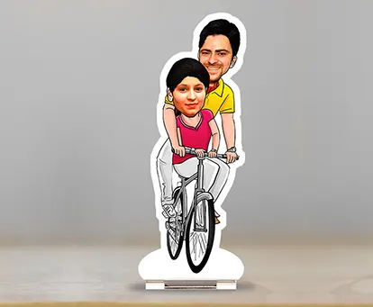 Couple Caricature on Bicycle